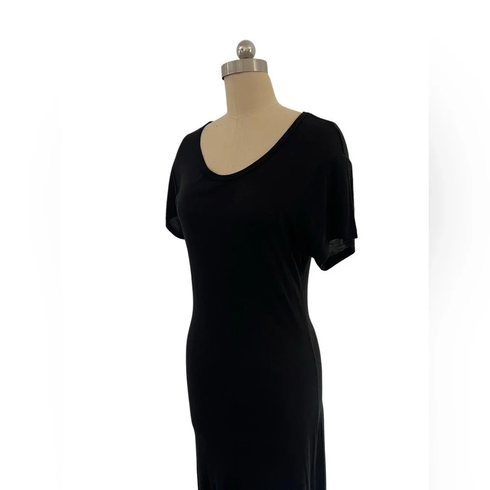 Reformation Black t-shirt Sheath Maxi Long Minimalist Casual basic Dress XS S